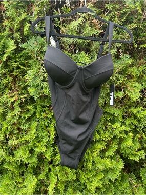 Black One-Piece Swimsuit with Underwire Support